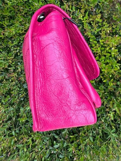 Saint Laurent Niki Medium in Hot Pink Crinkled Leather