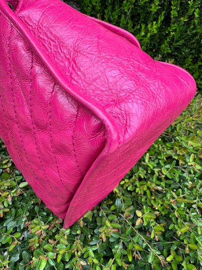 Saint Laurent Niki Medium in Hot Pink Crinkled Leather