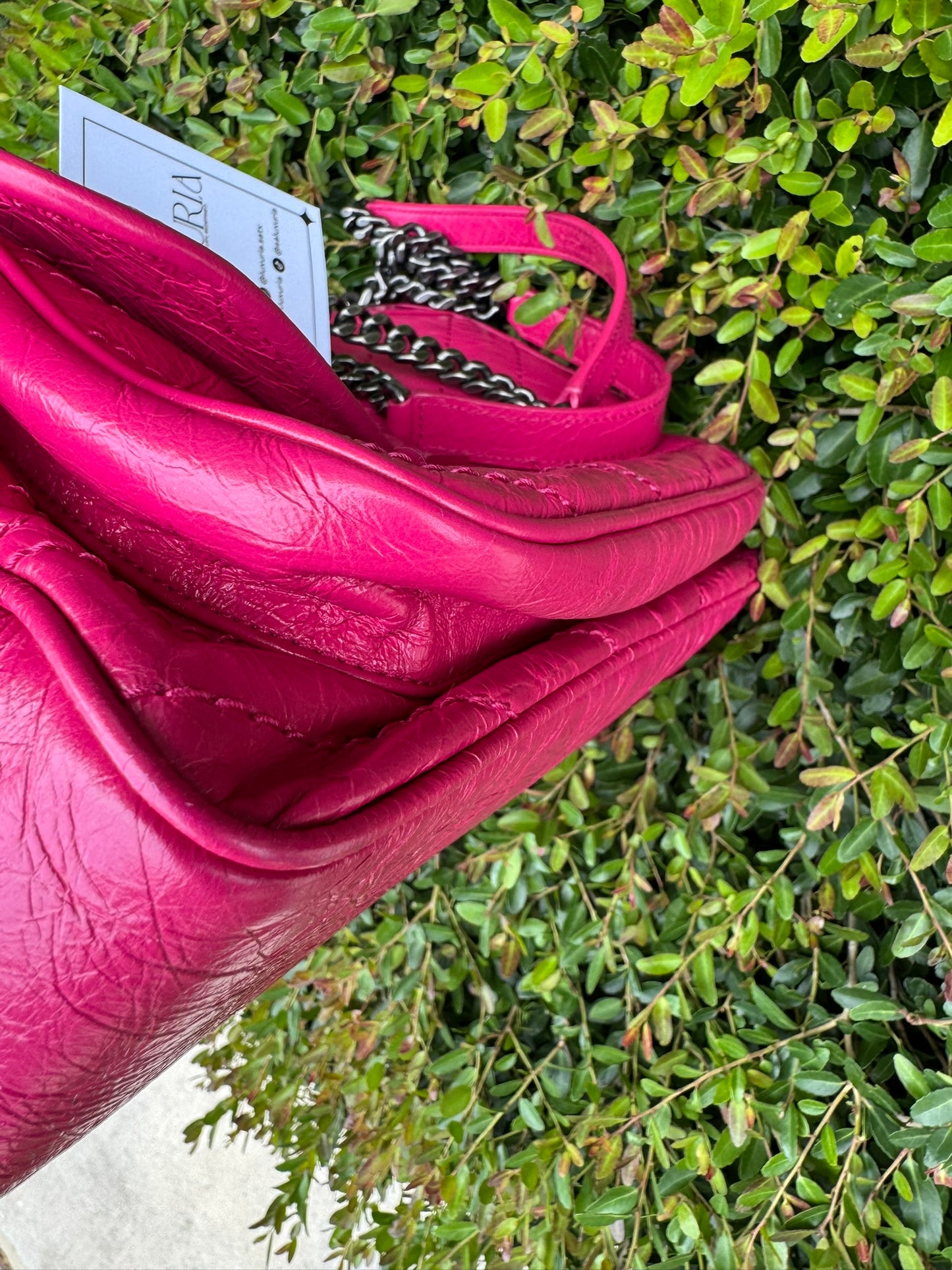 Saint Laurent Niki Medium in Hot Pink Crinkled Leather