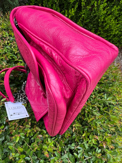 Saint Laurent Niki Medium in Hot Pink Crinkled Leather