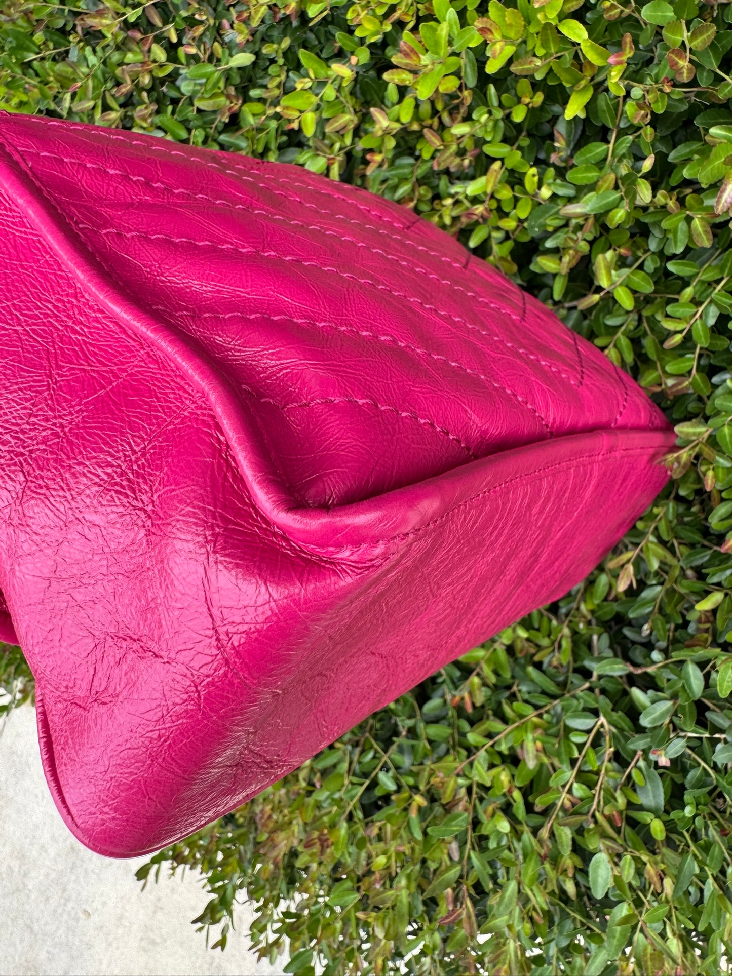 Saint Laurent Niki Medium in Hot Pink Crinkled Leather