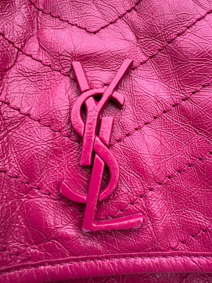 Saint Laurent Niki Medium in Hot Pink Crinkled Leather