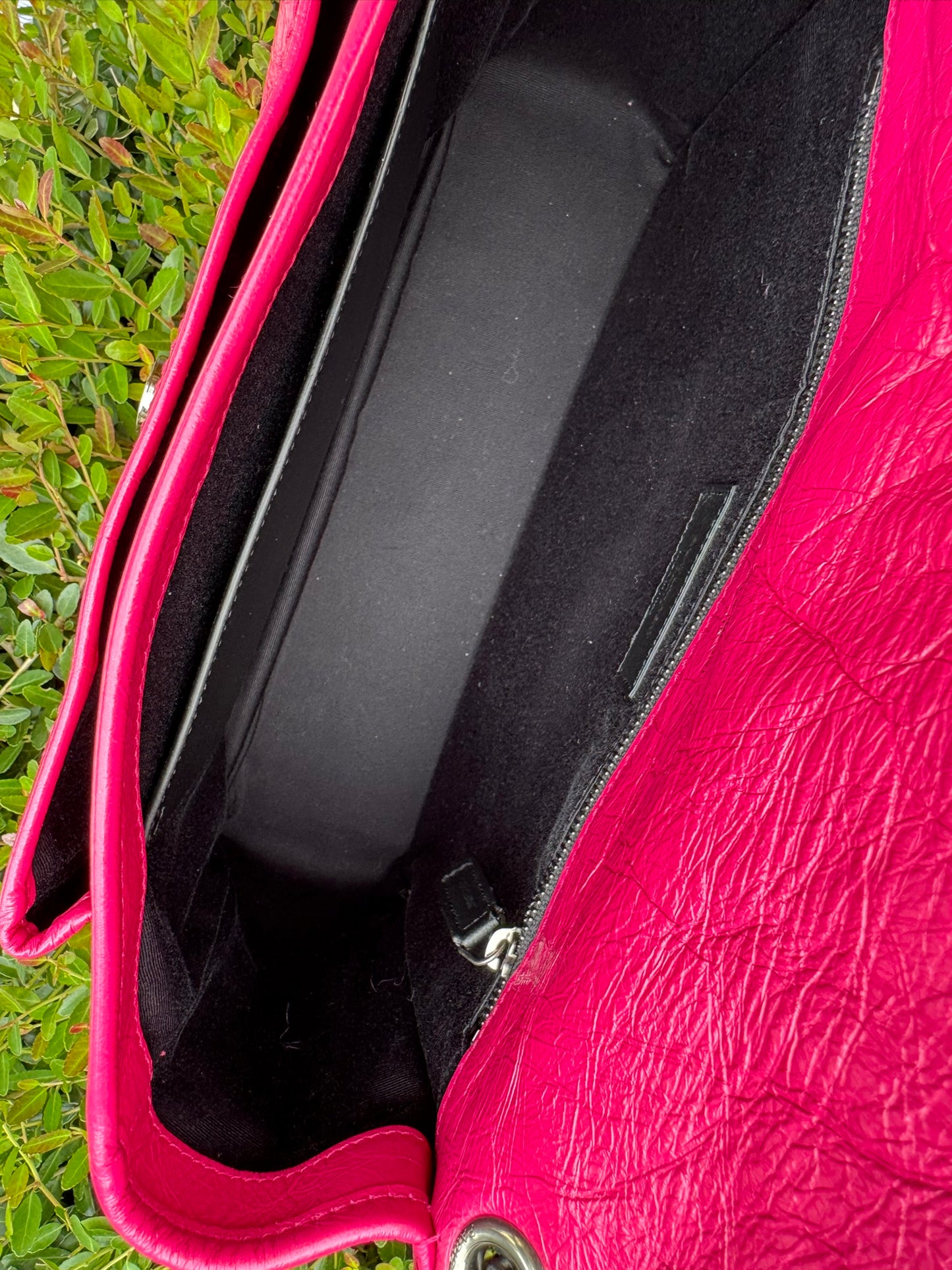 Saint Laurent Niki Medium in Hot Pink Crinkled Leather