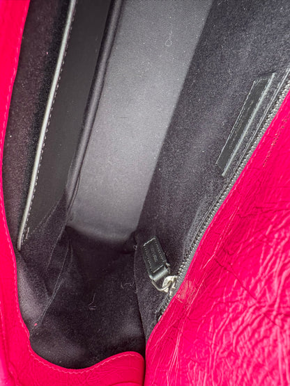 Saint Laurent Niki Medium in Hot Pink Crinkled Leather