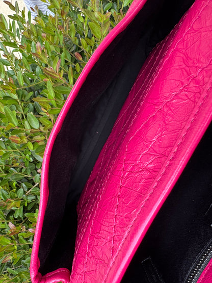Saint Laurent Niki Medium in Hot Pink Crinkled Leather