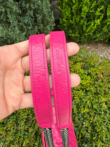 Saint Laurent Niki Medium in Hot Pink Crinkled Leather