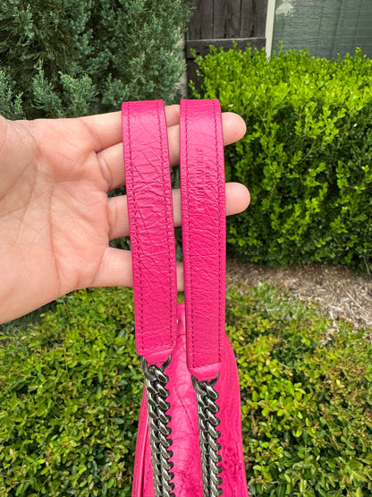 Saint Laurent Niki Medium in Hot Pink Crinkled Leather