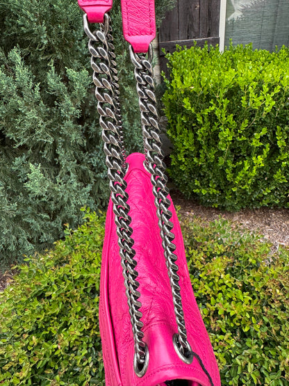 Saint Laurent Niki Medium in Hot Pink Crinkled Leather