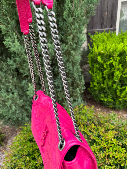 Saint Laurent Niki Medium in Hot Pink Crinkled Leather