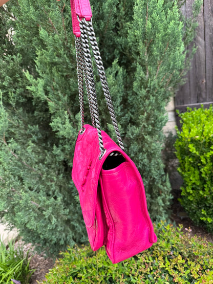 Saint Laurent Niki Medium in Hot Pink Crinkled Leather