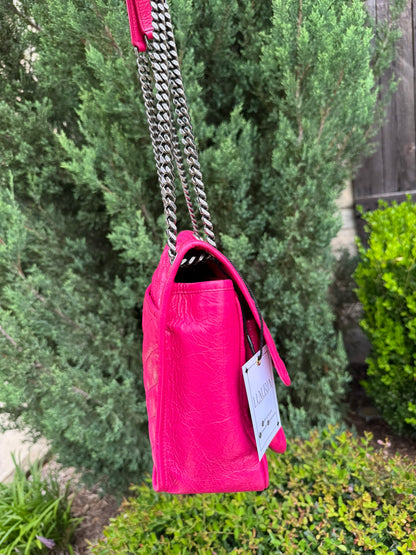 Saint Laurent Niki Medium in Hot Pink Crinkled Leather