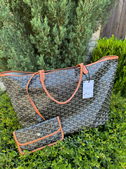 Goyard Saint Louis GM in Black Goyardine Canvas with Gold Trim