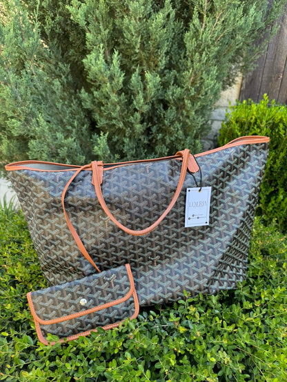 Goyard Saint Louis GM in Black Goyardine Canvas with Gold Trim