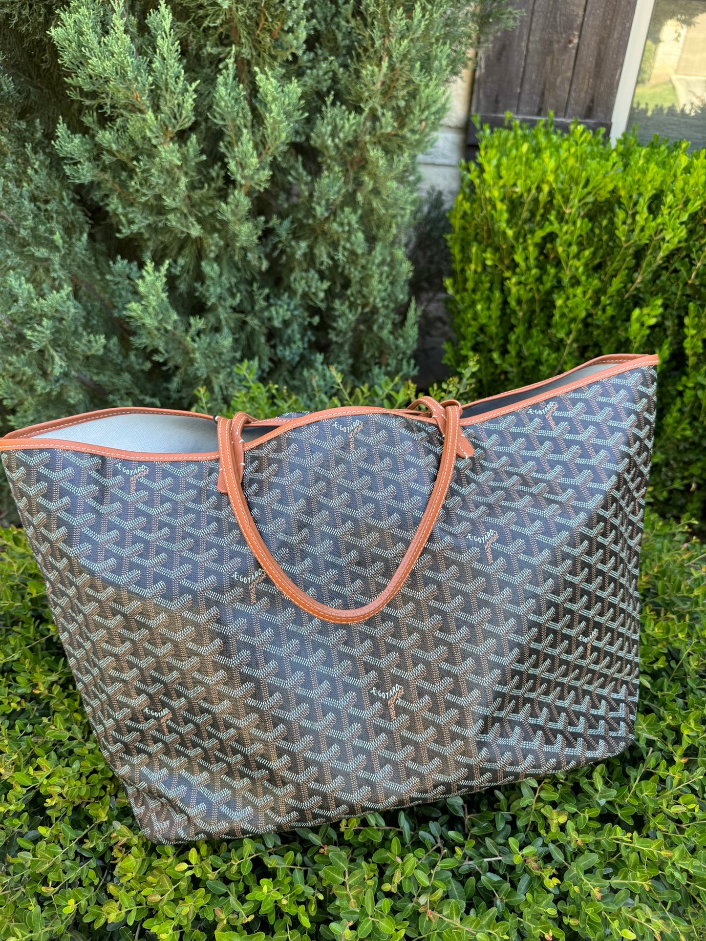 Goyard Saint Louis GM in Black Goyardine Canvas with Gold Trim