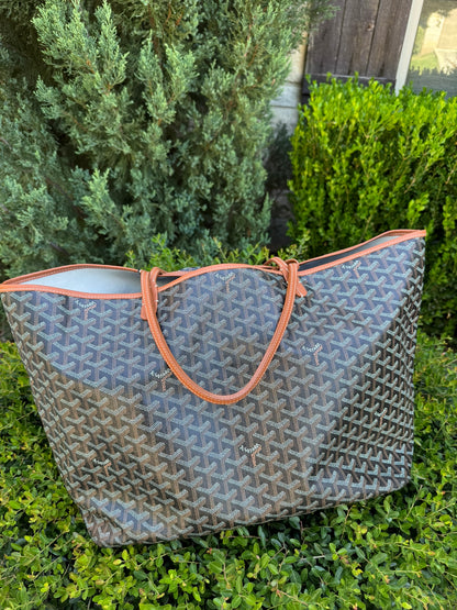 Goyard Saint Louis GM in Black Goyardine Canvas with Gold Trim