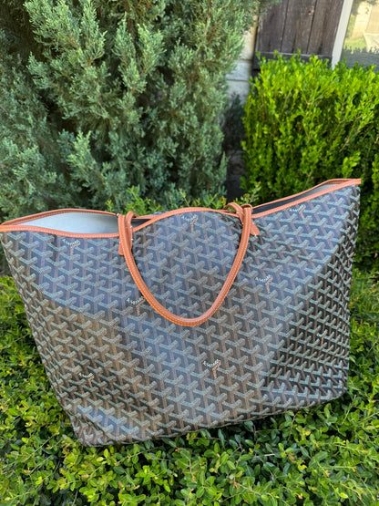 Goyard Saint Louis GM in Black Goyardine Canvas with Gold Trim