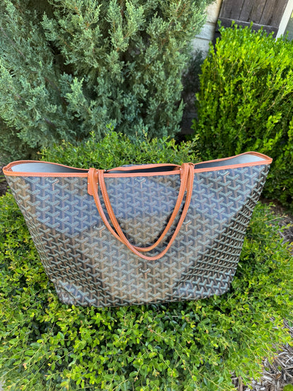 Goyard Saint Louis GM in Black Goyardine Canvas with Gold Trim