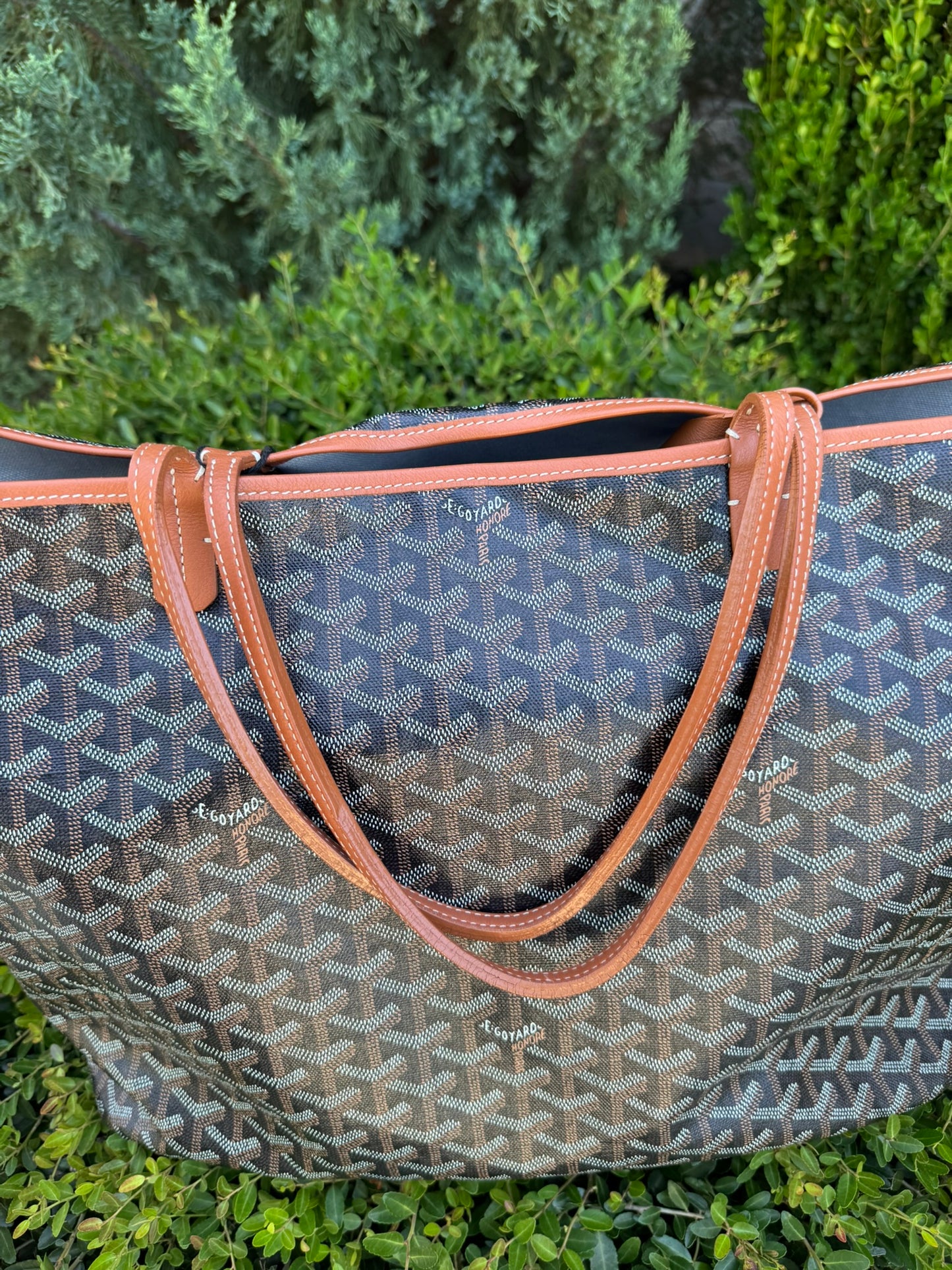 Goyard Saint Louis GM in Black Goyardine Canvas with Gold Trim