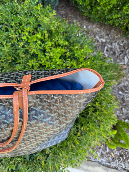 Goyard Saint Louis GM in Black Goyardine Canvas with Gold Trim