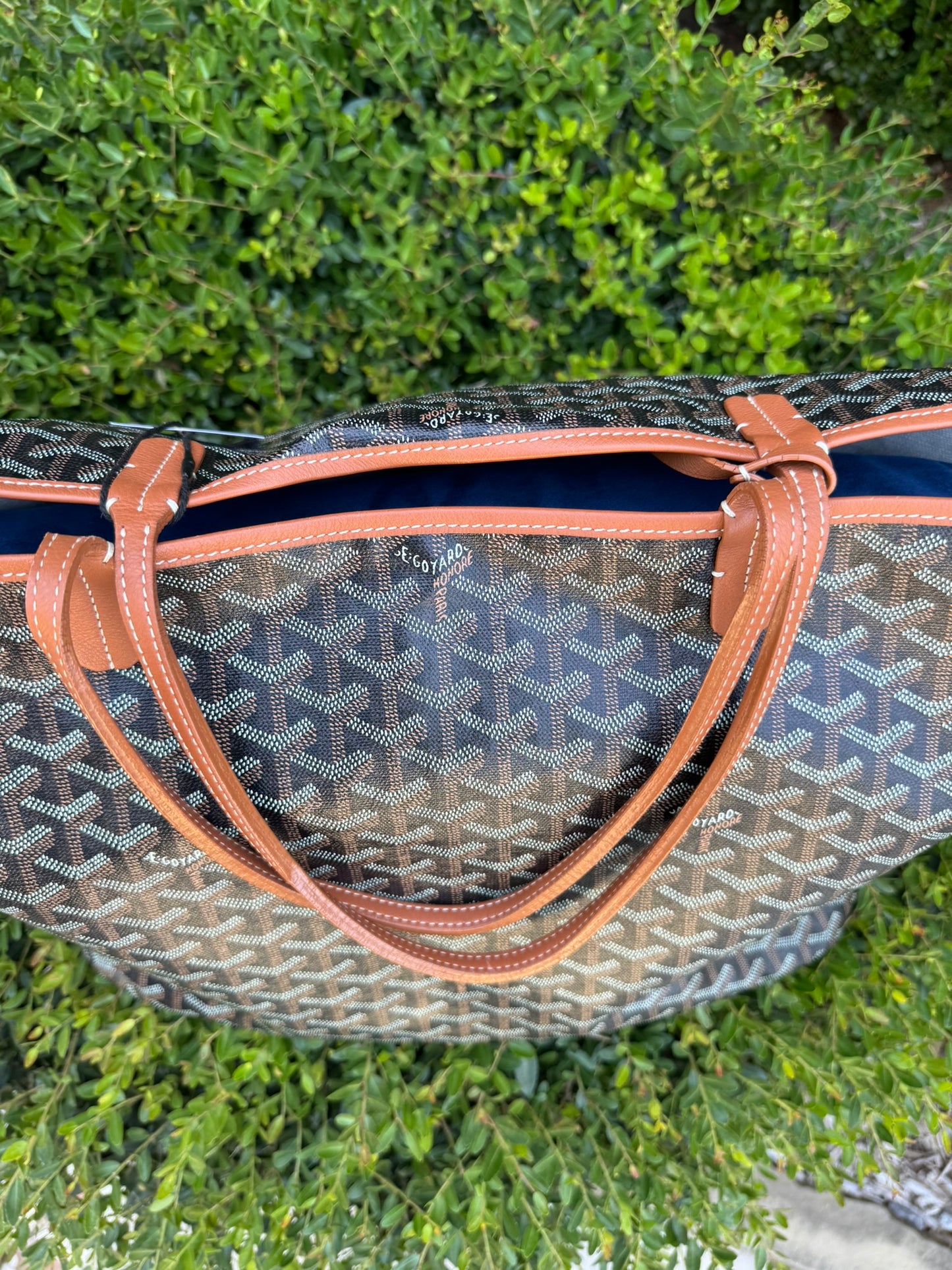 Goyard Saint Louis GM in Black Goyardine Canvas with Gold Trim