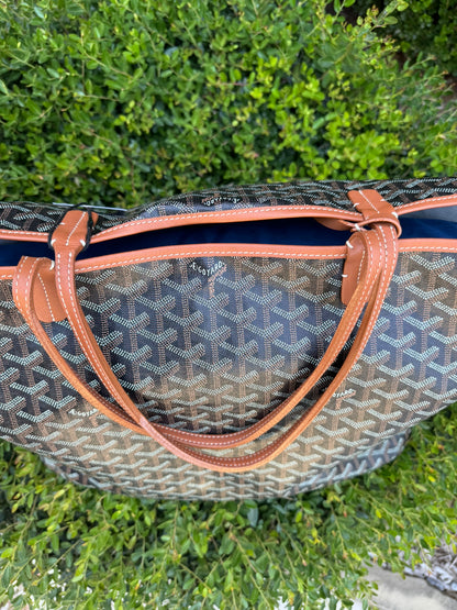Goyard Saint Louis GM in Black Goyardine Canvas with Gold Trim