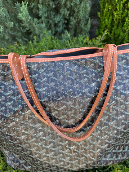 Goyard Saint Louis GM in Black Goyardine Canvas with Gold Trim
