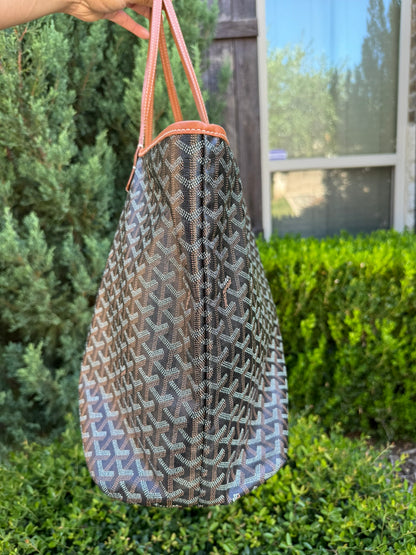 Goyard Saint Louis GM in Black Goyardine Canvas with Gold Trim