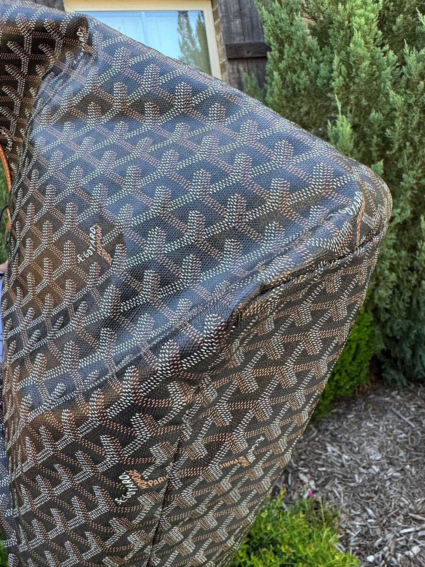 Goyard Saint Louis GM in Black Goyardine Canvas with Gold Trim