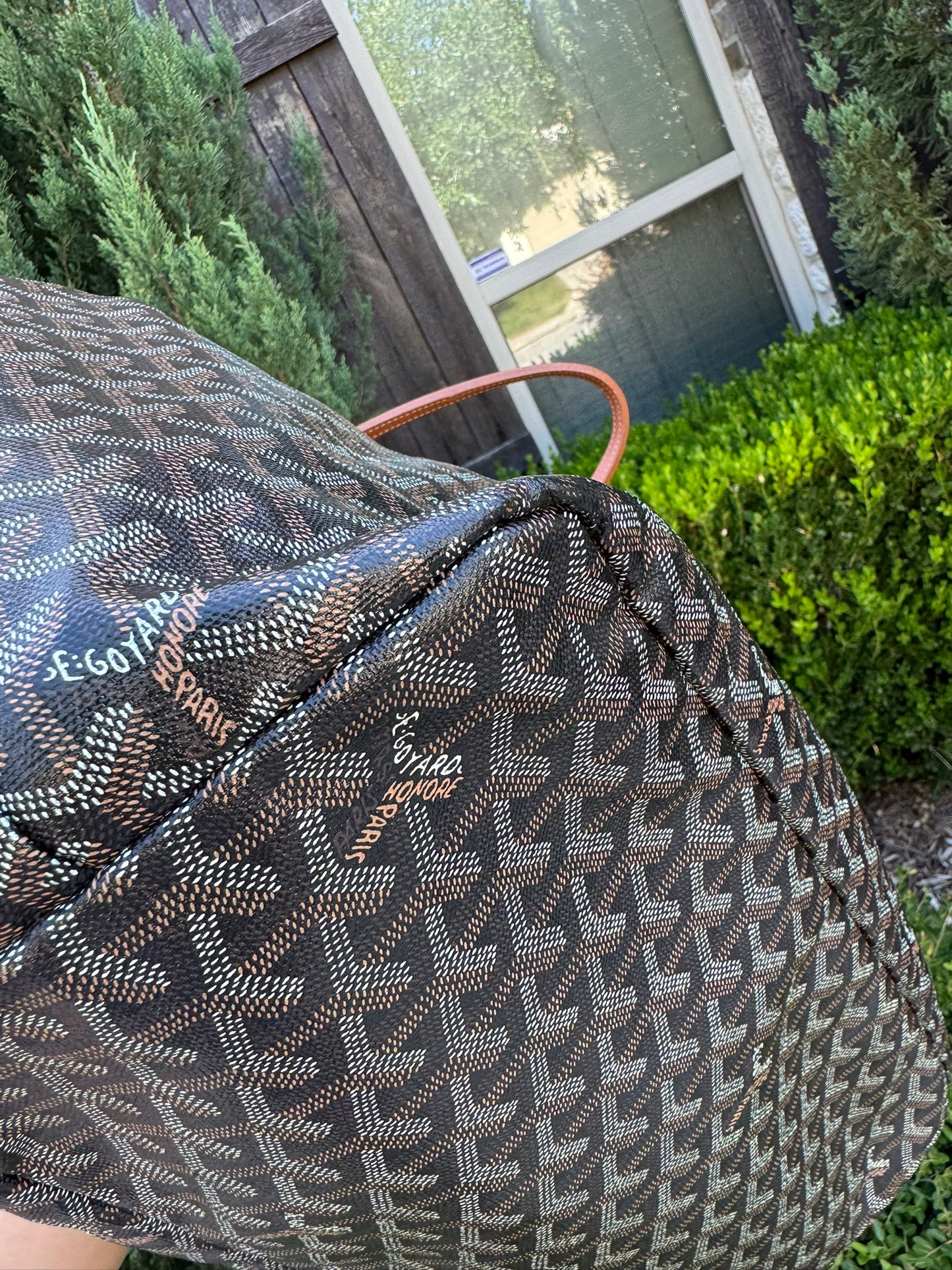 Goyard Saint Louis GM in Black Goyardine Canvas with Gold Trim
