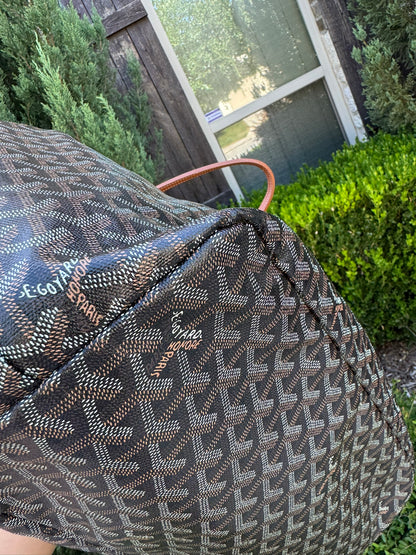 Goyard Saint Louis GM in Black Goyardine Canvas with Gold Trim