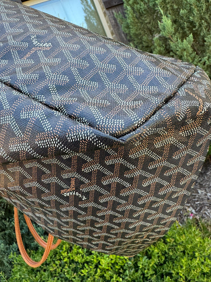 Goyard Saint Louis GM in Black Goyardine Canvas with Gold Trim