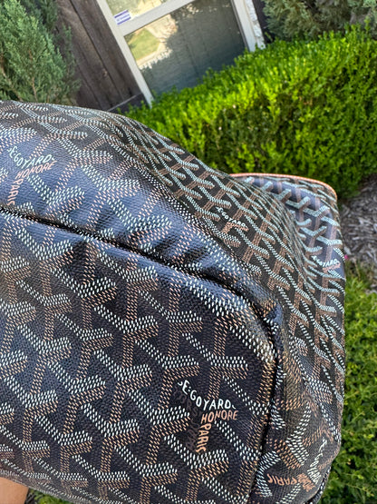 Goyard Saint Louis GM in Black Goyardine Canvas with Gold Trim