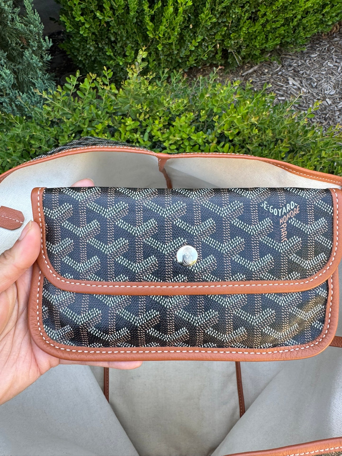 Goyard Saint Louis GM in Black Goyardine Canvas with Gold Trim