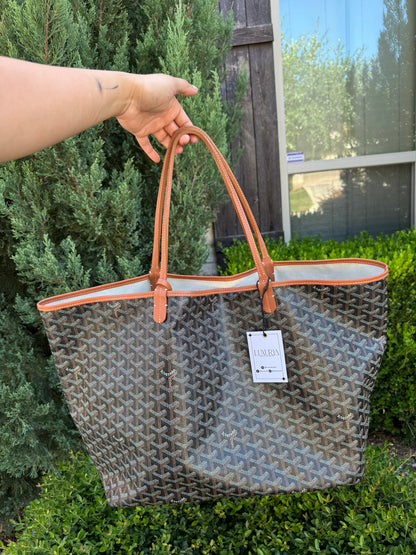 Goyard Saint Louis GM in Black Goyardine Canvas with Gold Trim