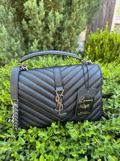 Saint Laurent College Medium in Chevron Quilted Leather