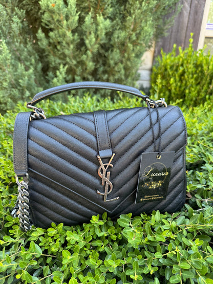 Saint Laurent College Medium in Chevron Quilted Leather