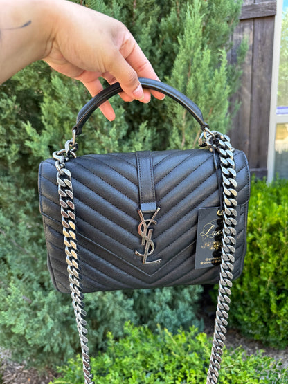 Saint Laurent College Medium in Chevron Quilted Leather