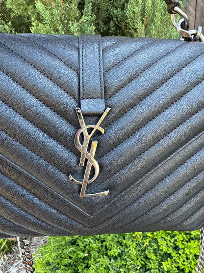 Saint Laurent College Medium in Chevron Quilted Leather