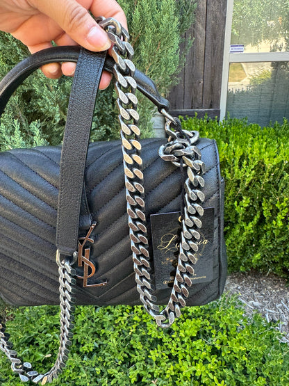 Saint Laurent College Medium in Chevron Quilted Leather