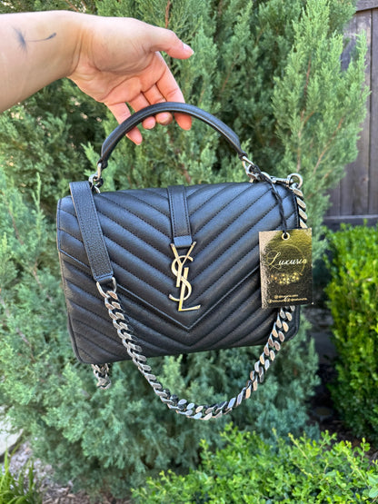 Saint Laurent College Medium in Chevron Quilted Leather