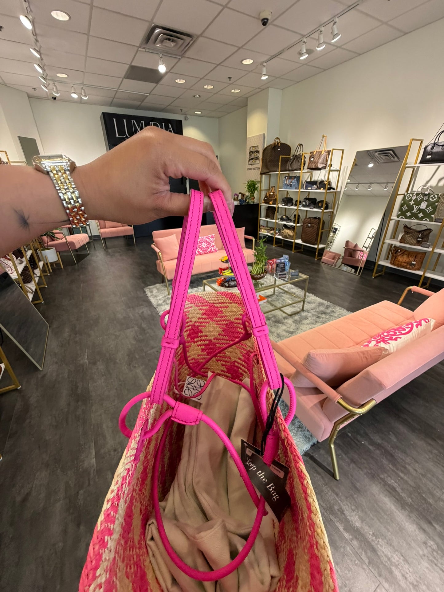 Loewe Anagram Raffia Tote – Hot Pink