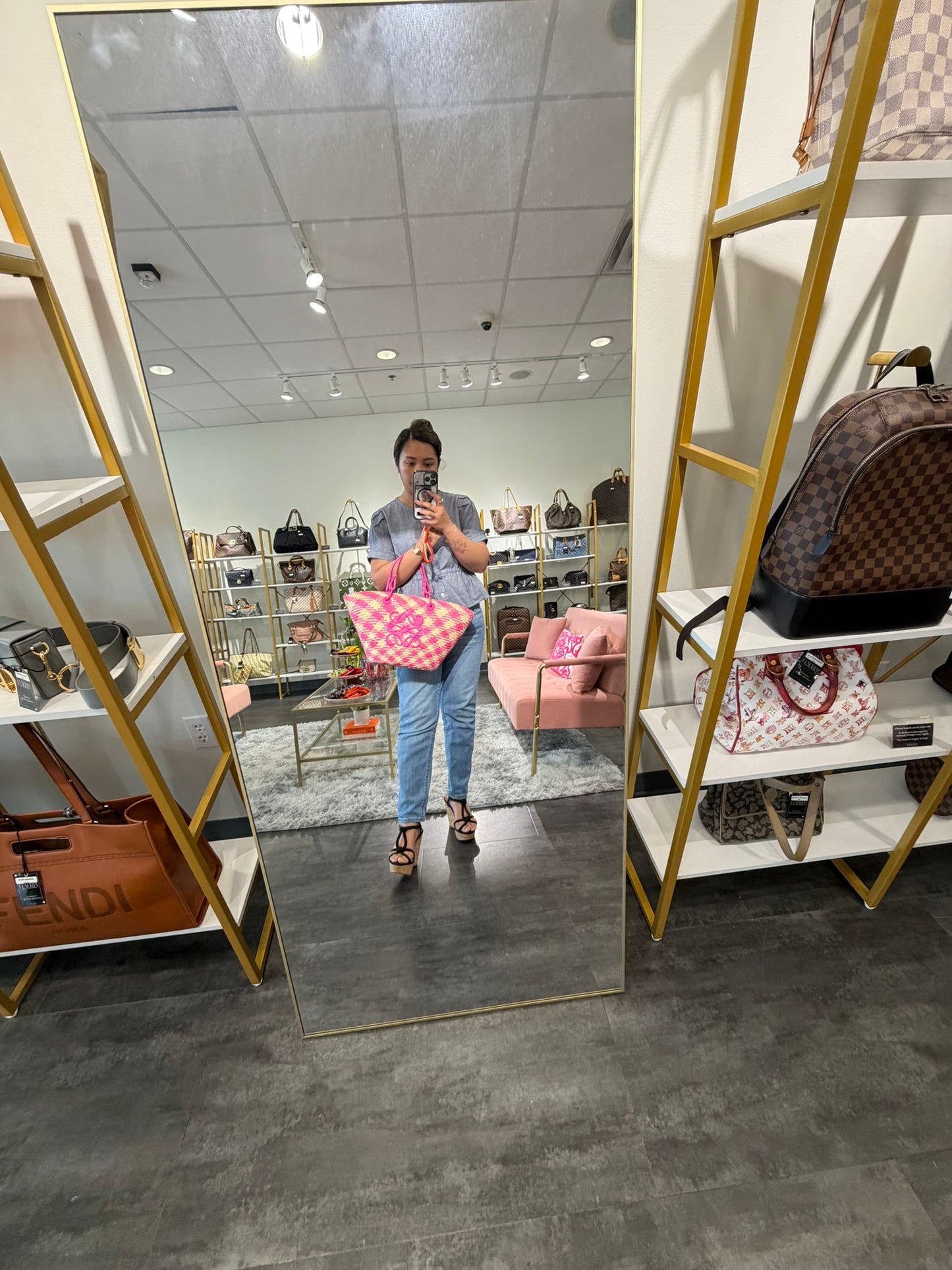 Loewe Anagram Raffia Tote – Hot Pink