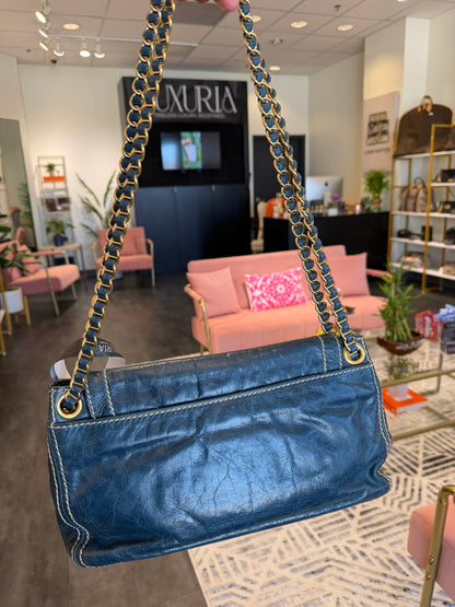 Prada Distressed Leather Chain Flap Bag