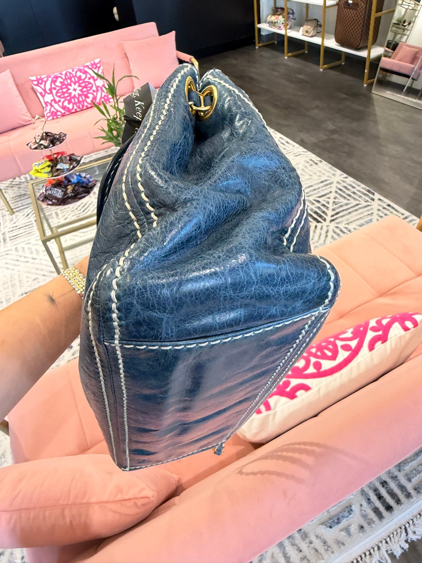 Prada Distressed Leather Chain Flap Bag