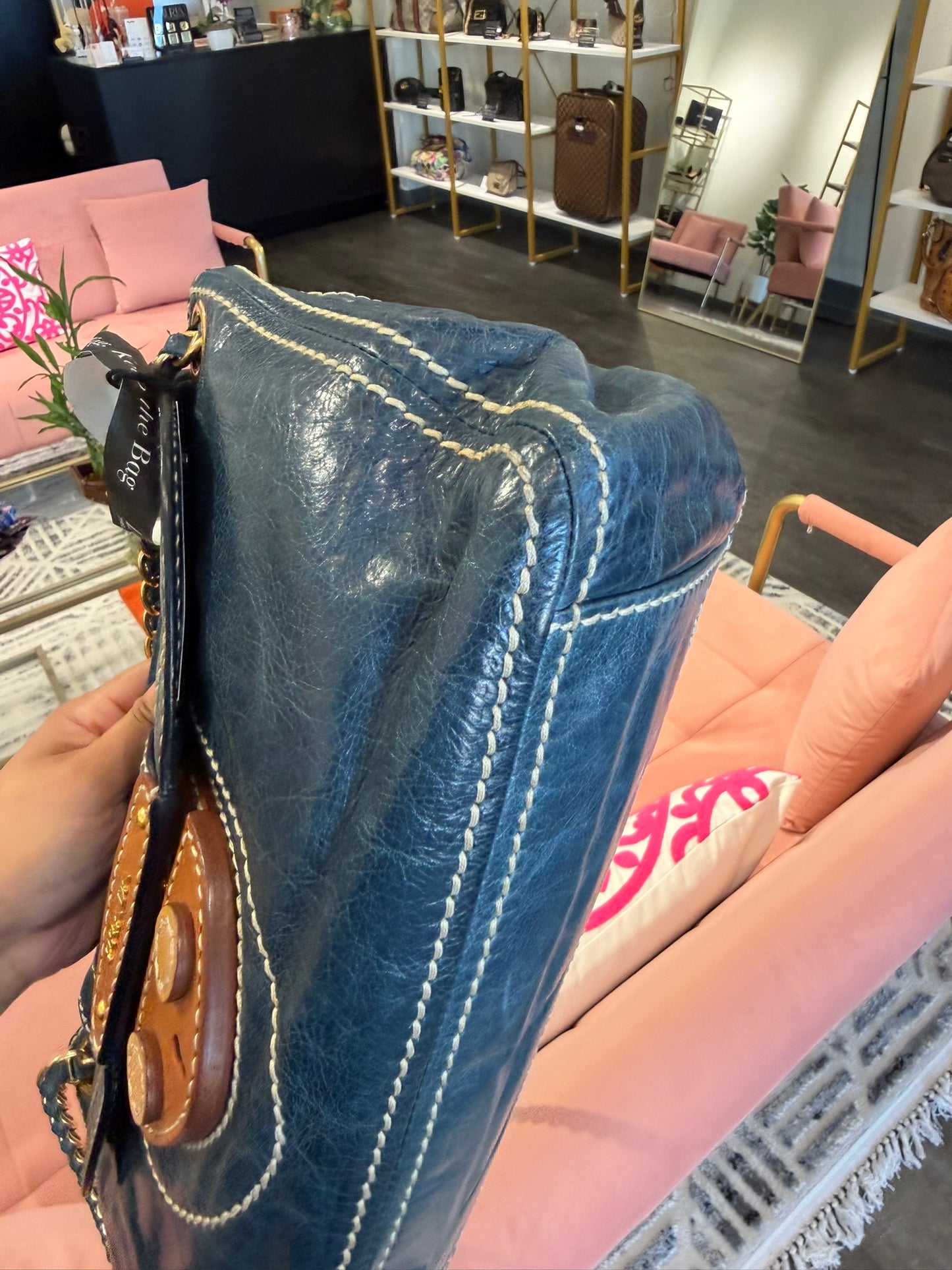 Prada Distressed Leather Chain Flap Bag