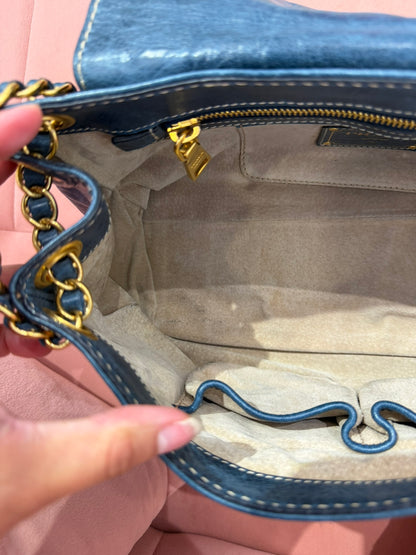 Prada Distressed Leather Chain Flap Bag