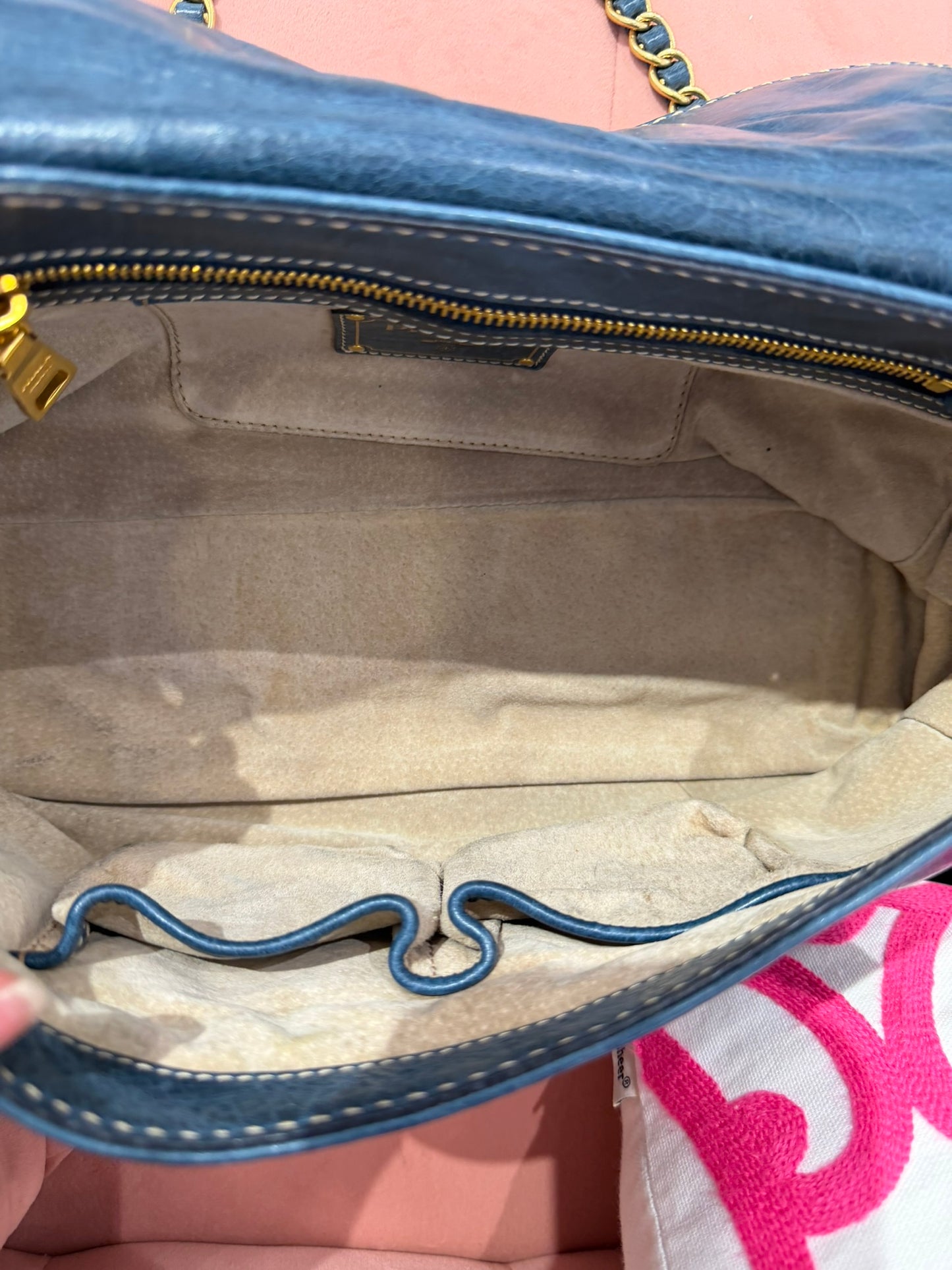 Prada Distressed Leather Chain Flap Bag