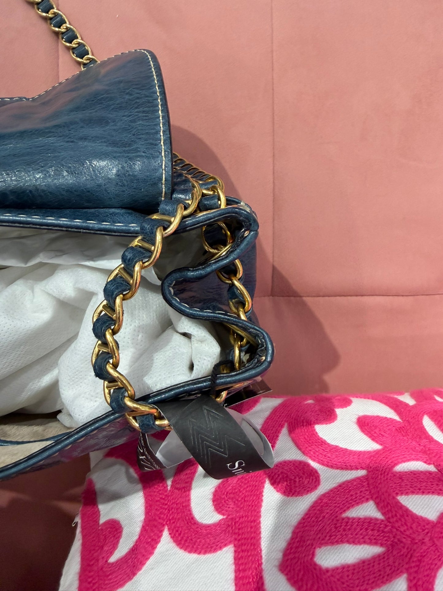 Prada Distressed Leather Chain Flap Bag