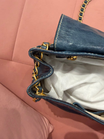 Prada Distressed Leather Chain Flap Bag