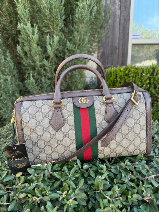 GG Supreme Monogram Boston Bag